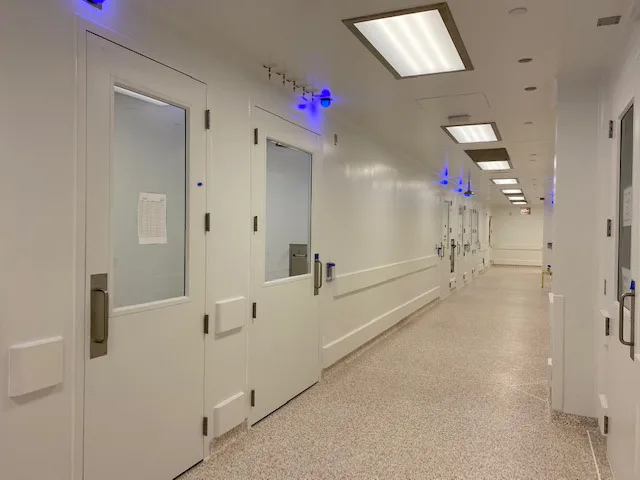 What does interior construction require in healthcare facilities?